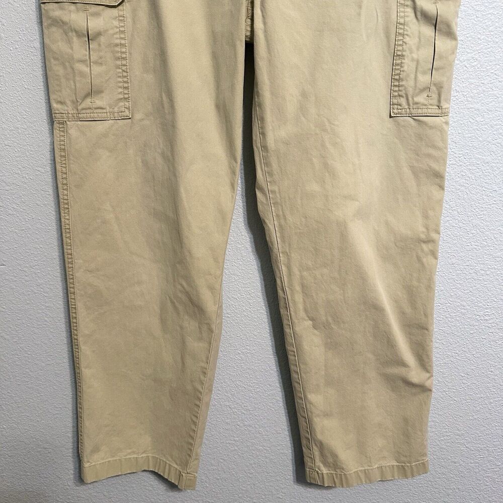 LL Bean Mens Cargo Pants 35X32(30) Tan  Sunwashed Canvas Straight Leg Distressed - Picture 3 of 11